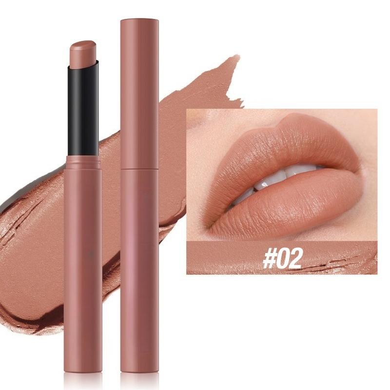 Matte Lipstick Non-Stick Cup Long-Lasting Velvet Finish Lipstick Pen Smooth Matte Lip Color Waterproof Non-Fading 12 Colors Nude