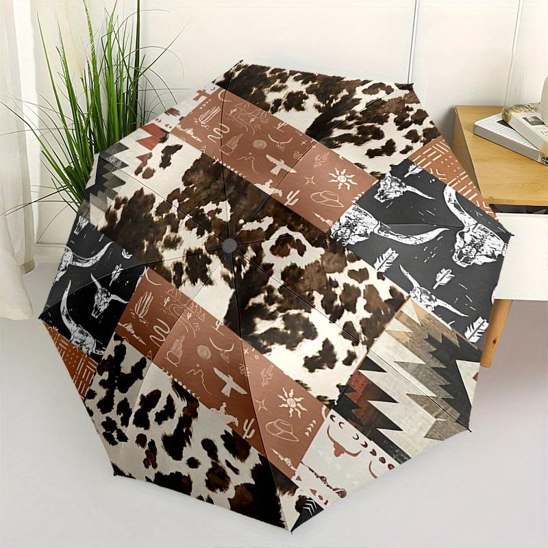 

Western,Cowboy Automatic Folding Umbrella 8 Ribs Lightweight Design, Durable Iron Frame, Compact and Portable, Ideal Birthday or Christmas