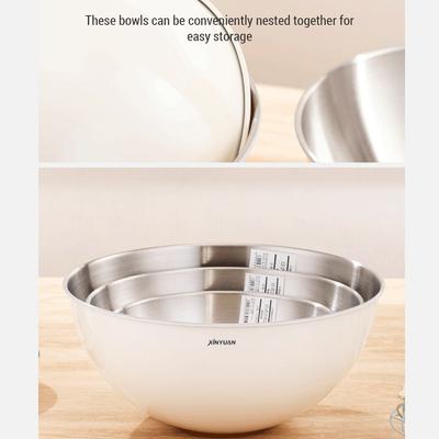 3pcs Kitchen Mixing Bowl Stainless Steel Salad Basin Knead Dough Egg Bowl for Home Restaurant