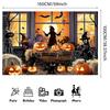 1 piece of Halloween photo background banner - Spirit witch, pumpkin and haunted house scenezyc