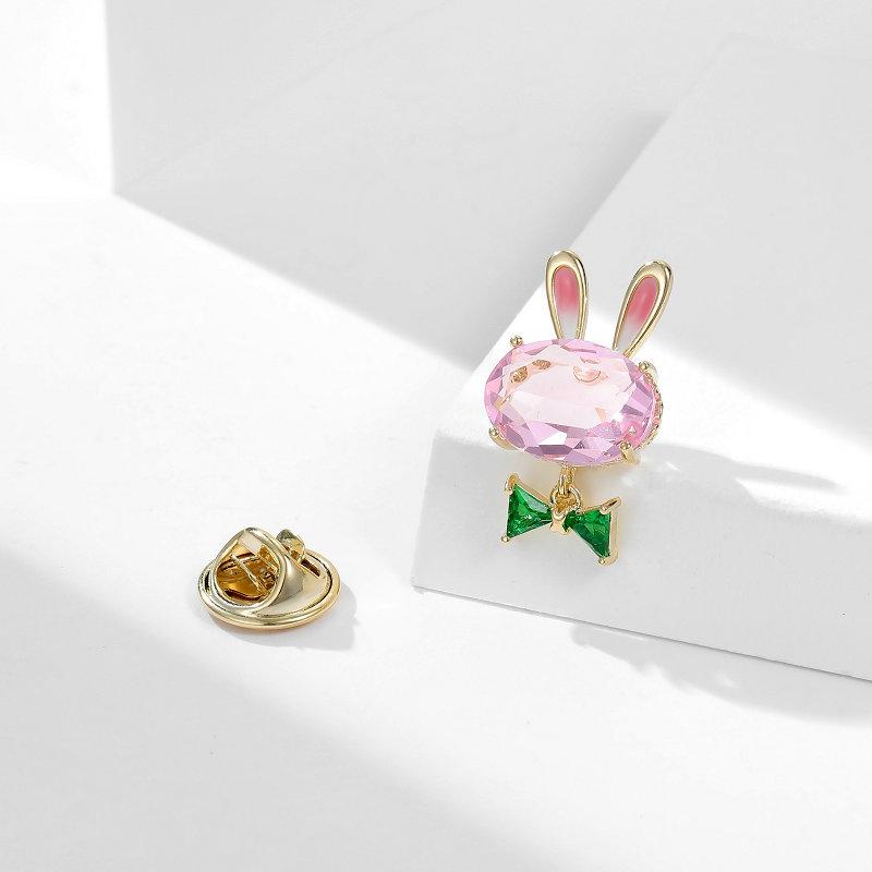 Female Fashion Pink Crystal Cute Cat Brooches For Women Luxury Yellow Gold Color Alloy Blue Zircon Animal Brooch Safety Pins