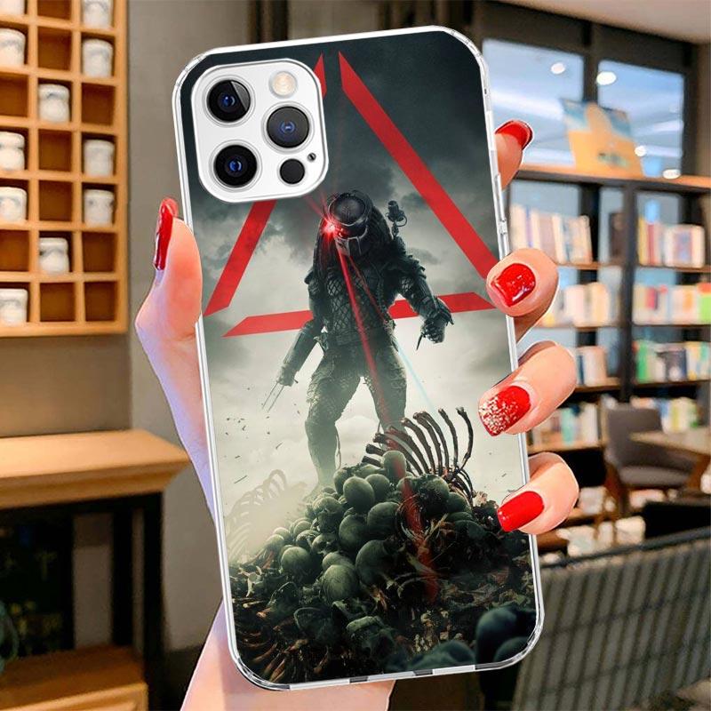 Alien Vs Predator Bemalte Cover Handyhülle Für iPhone 16 17 Air 15 14 Pro Max 16E Handyhülle 13 Mini 12 11 7 SE 8 Druckmuster