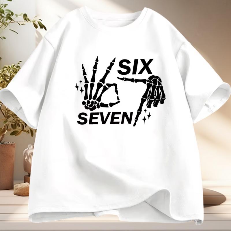 Funny Skeleton Hands T Shirt 67 Halloween TShirt Six Seven Couples Tee Men Women Cotton Short Sleeve Tshirt Vintage Clothing
