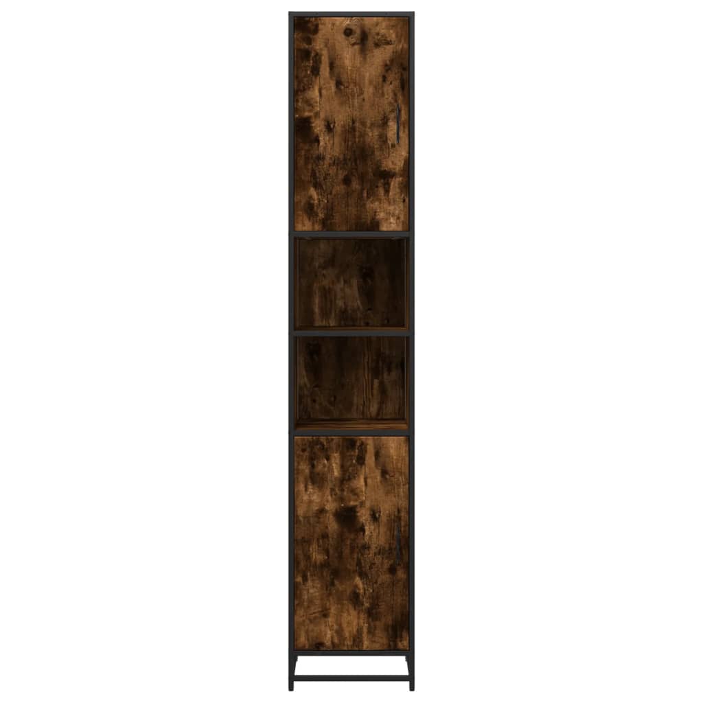 Bathroom Cabinet Smoked Oak Finish 35 x 37.5 x 188.5 cm Particleboard & Metal