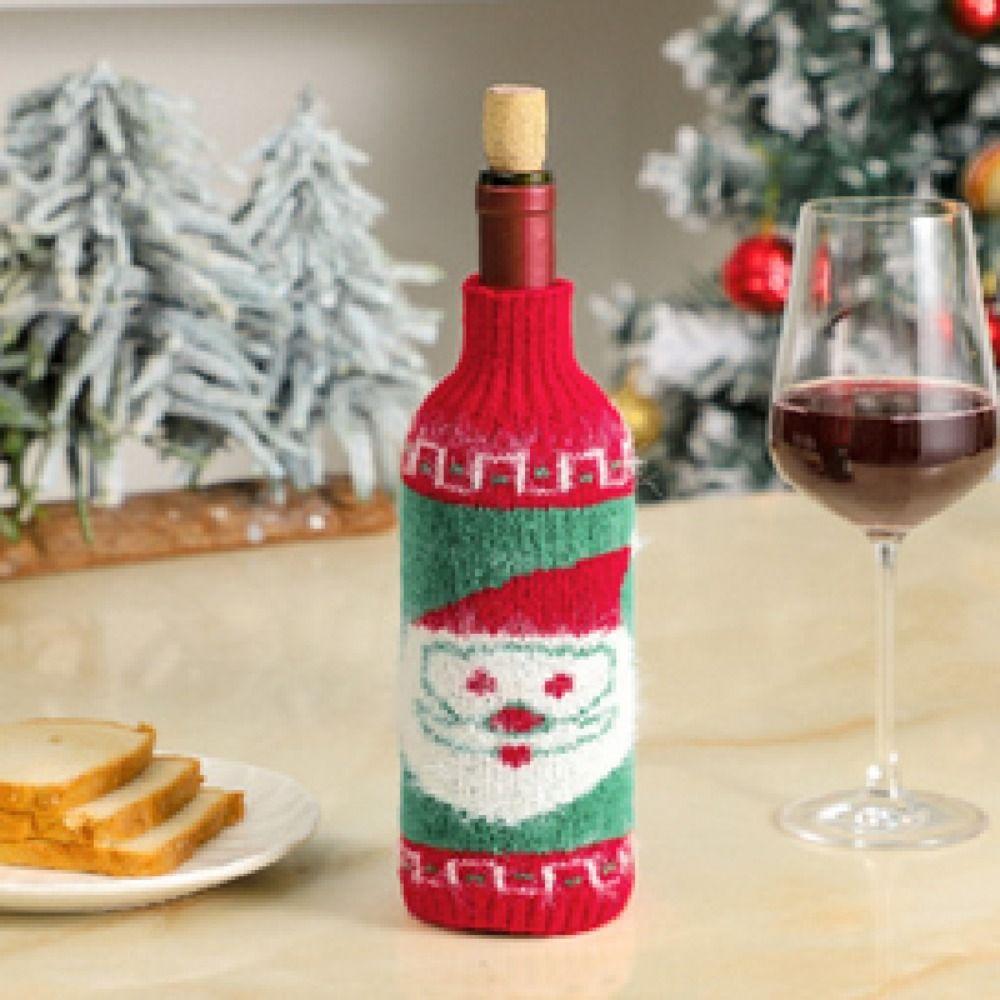 DIY Wine Bottle Gift Bag Cute Christmas Day Dust Cover Easy Use Knit Wine Bottle Cover Restaurant