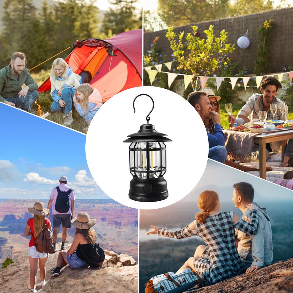 300 Lumens 1200mah Portable Lanterns, Garden Outages LED Camping Lantern, Multifunctional Vintage Hanging Lanterns Retro Garden
