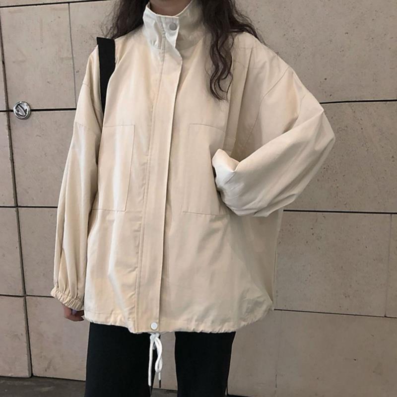 2025 Women's Harajuku BF Style Windbreaker: Versatile Korean Long Sleeve Jacket