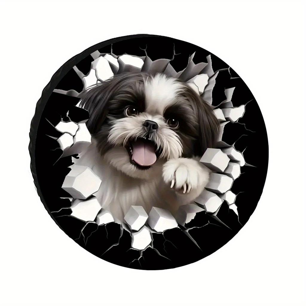 3D Cartoon Cute Puppy Design Tire Cover - Windproof, Dustproof, Lightweight, Easy To Install - 28/30/32/34 Inch Sizes, Playful D