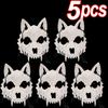 2025 New Halloween Mask Half-face Mask Cos Dragon God Fierce Tiger Night Fork Tengu Man Wolf Mask Performance Skull Masks