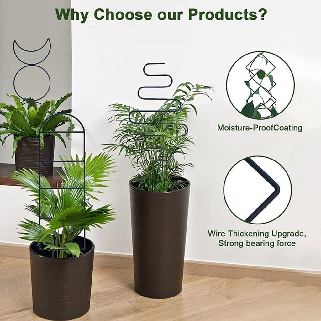 4pcs Geometry Metal Plant Trellis Potted Climbing Plant Starter Tool for Stems Vine Peas Vegetables DIY Training Pole
