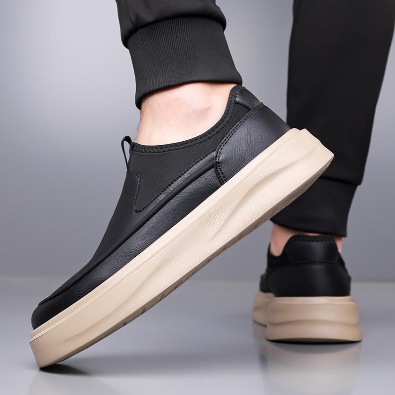 Fashion Quality Men Simple Fashion Soft Soled Comfort Shoes Leather Thick Soled Business Casual Loafers Shoes Slip On Driving Male Shoes