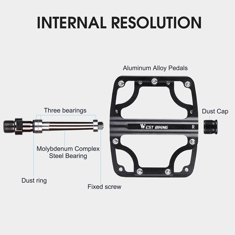 WEST BIKING Bicycle Ultralight Pedal 3 Bearing Pedals Aluminum Alloy CRMO Cycling Footboard for BMX MTB Bike Pedals Accessories