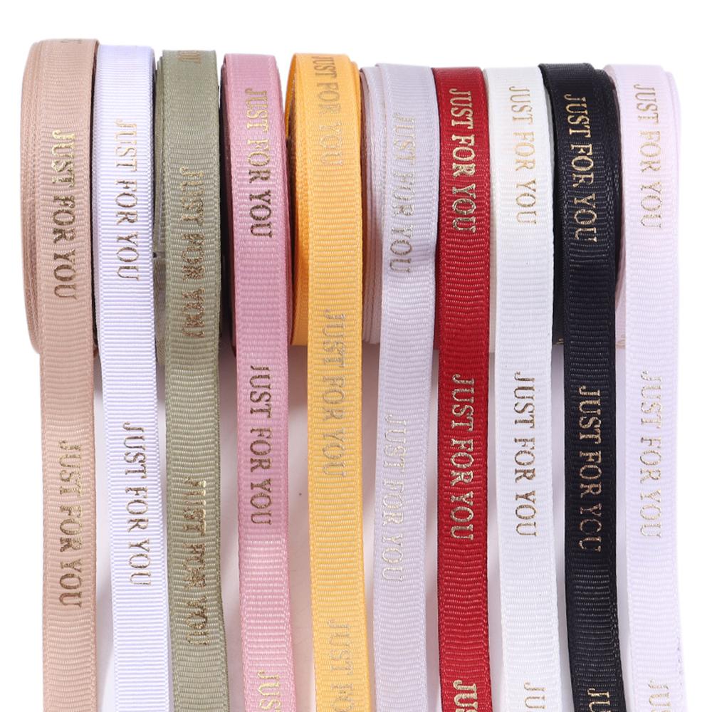 10Yards/Roll 10mm Printed JUST FOR YOU Ribbon Colorful Polyester Ribbon For Wedding Christmas Birthday Gift Packaging Decoration