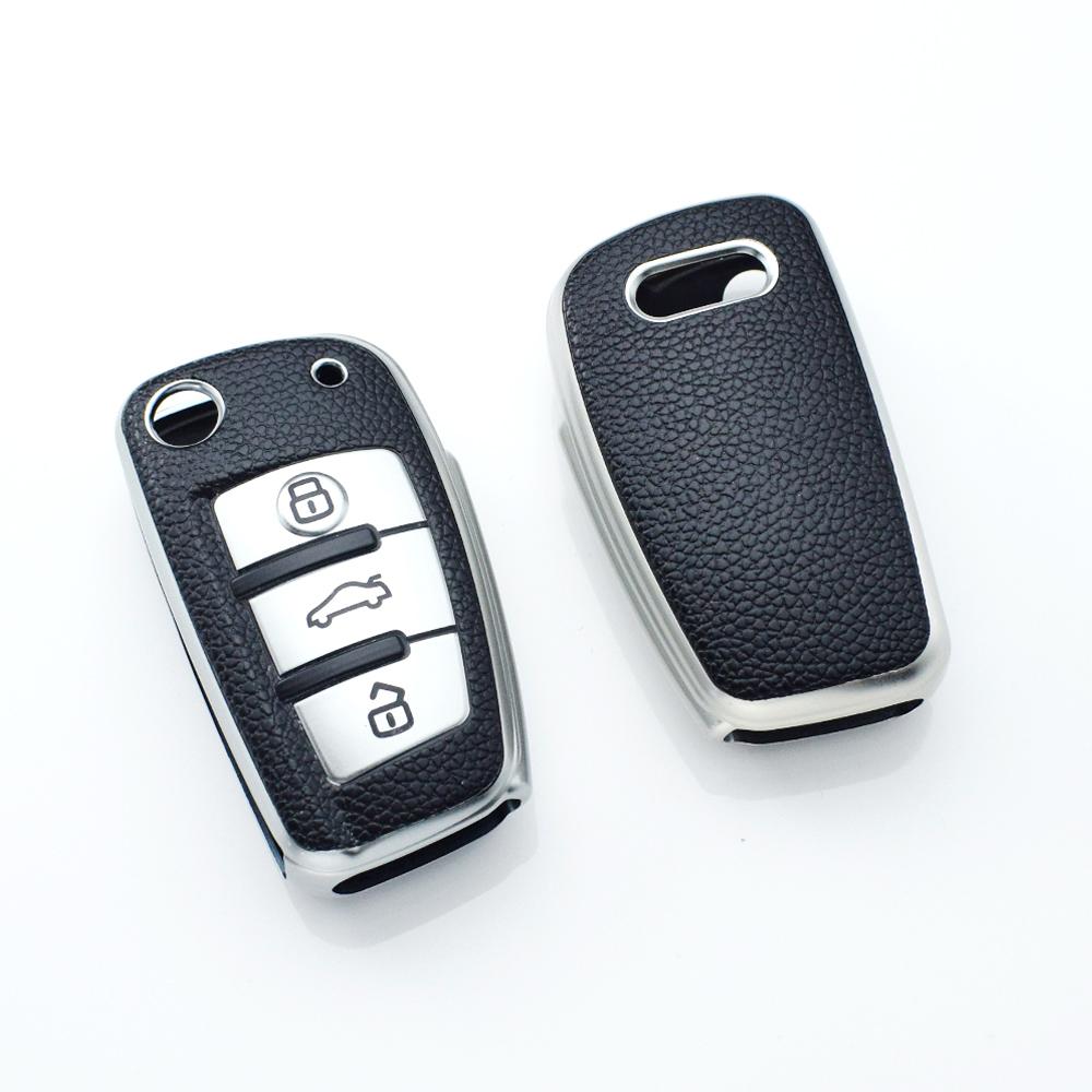 

Чехол для автомобильного ключа из ТПУ кожи, чехол для A6 A6L C5 C6 Q3 Q5 Q7 S5 S7 RS3 TT A3 A4 A4L B5 B6 B7 B8 B9 A5, аксессуары серебряный