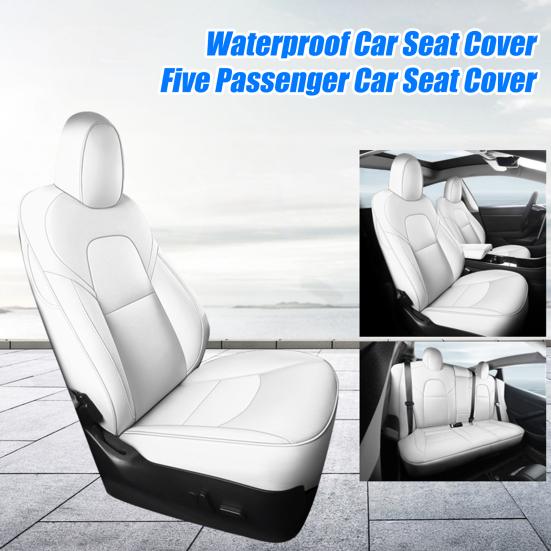 Yousheng Full Set Seat Covers for Tesla Model Y 2020-2024 Waterproof Faux Leather Protectors Easy Installation Child Seat Protector