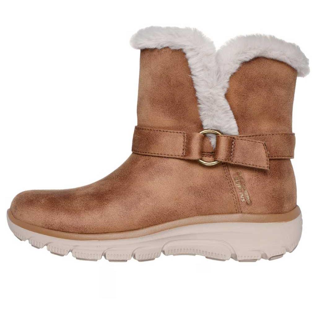 Skechers Easy Going Leather Warm Comfortable Versatile Classic Short Boots Women boots Brown 168045-CSNT 36