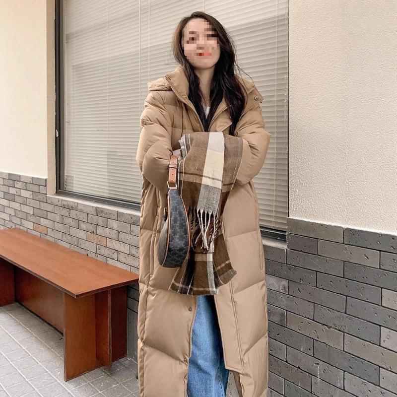 Women's 2025 Winter Super Long Over-the-Knee White Duck Down Jacket - Thick, Loose, Couple's Style, Central Academy of Drama Inspired.