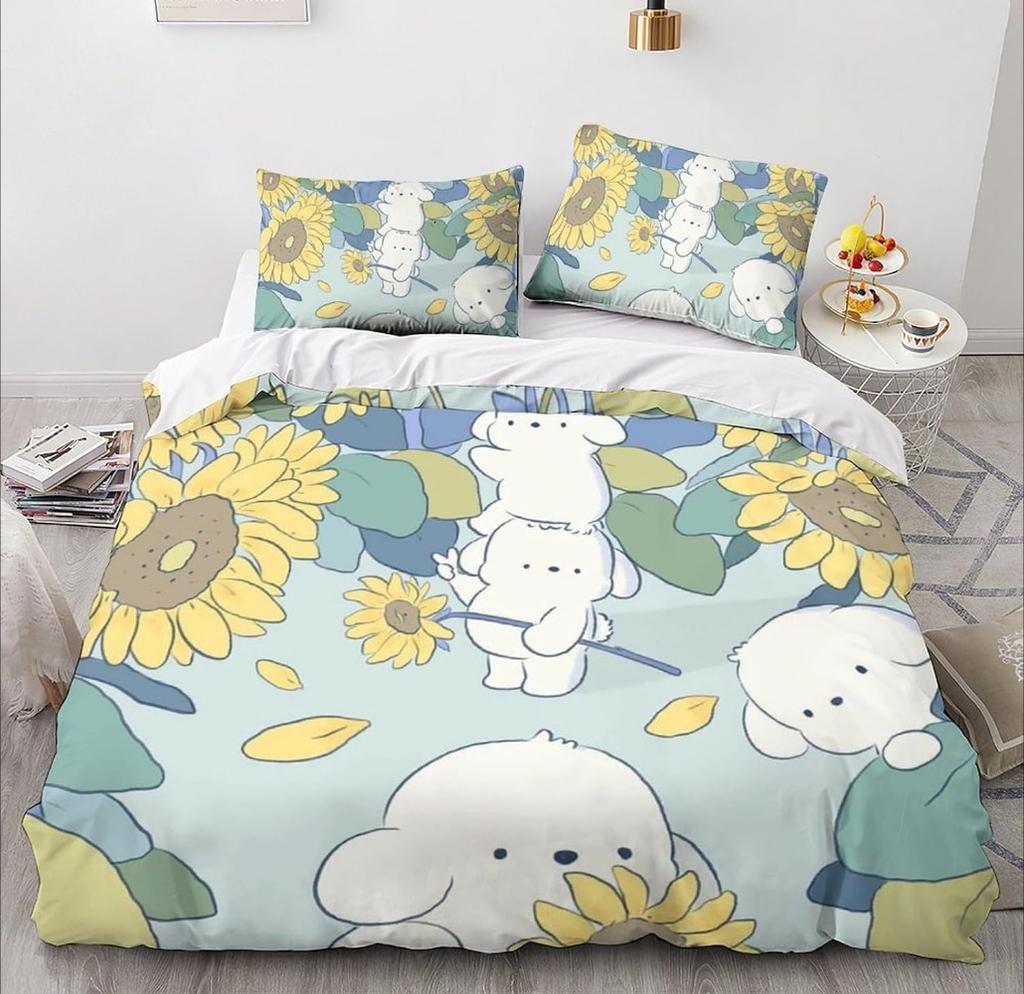 Conjuntos de Cama de Microfibra, Motivo Animal de Desenho Animado 3D, Roupa de Cama Infantil com Zíper Decoração de Quarto Capa de Edredom para Adolescentes Adulto