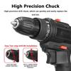 2000W 50N.m 3 In 1 Drill Hammer Variable Speed Cordless Impact Drill with 2 Batteries Cordless Electric Screwdriver