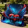 1pc Heart Wings Love Throw Blanket Polyester Fiber, Lightweight Flannel, Soft & Warm, All Season Use for Outdoor, Camping