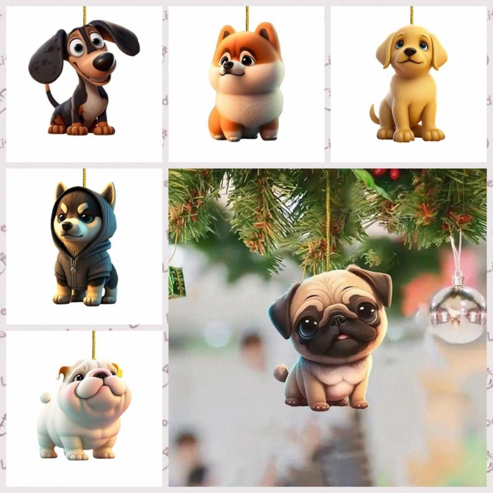 

Cartoon Dog Christmas Tree Hanging Pendants Decorative Xmas Tree Dog Ornament Car D
