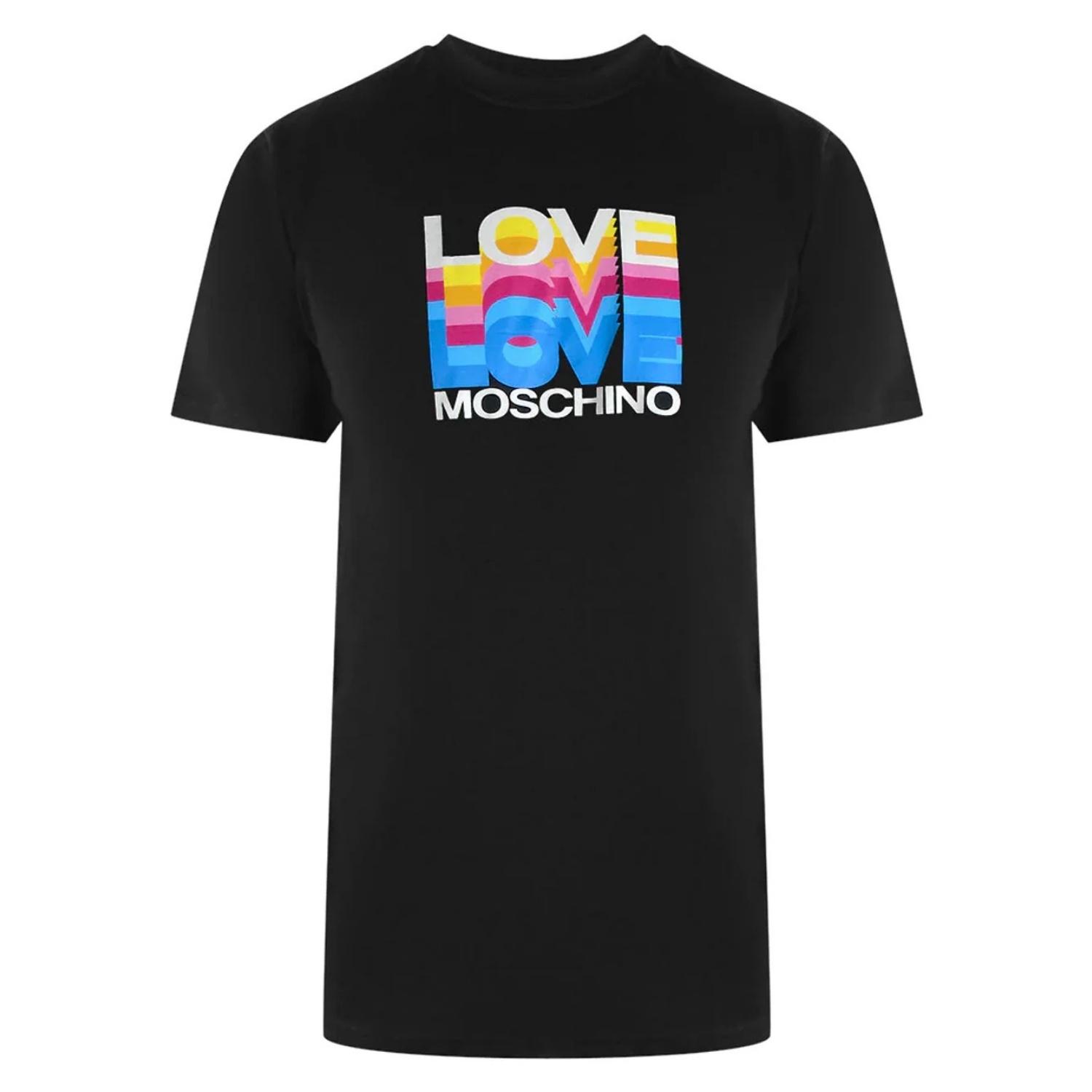 Черная футболка Love Moschino с множеством логотипов S чёрный