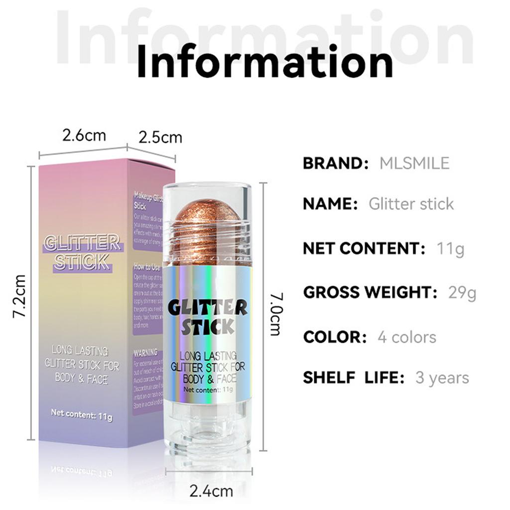 Glitter Roll On Highlighter and Bronzer Stick for Face and Body Sparkling Shimmer Makeup Powder Ideal for Festival Party Daily Use