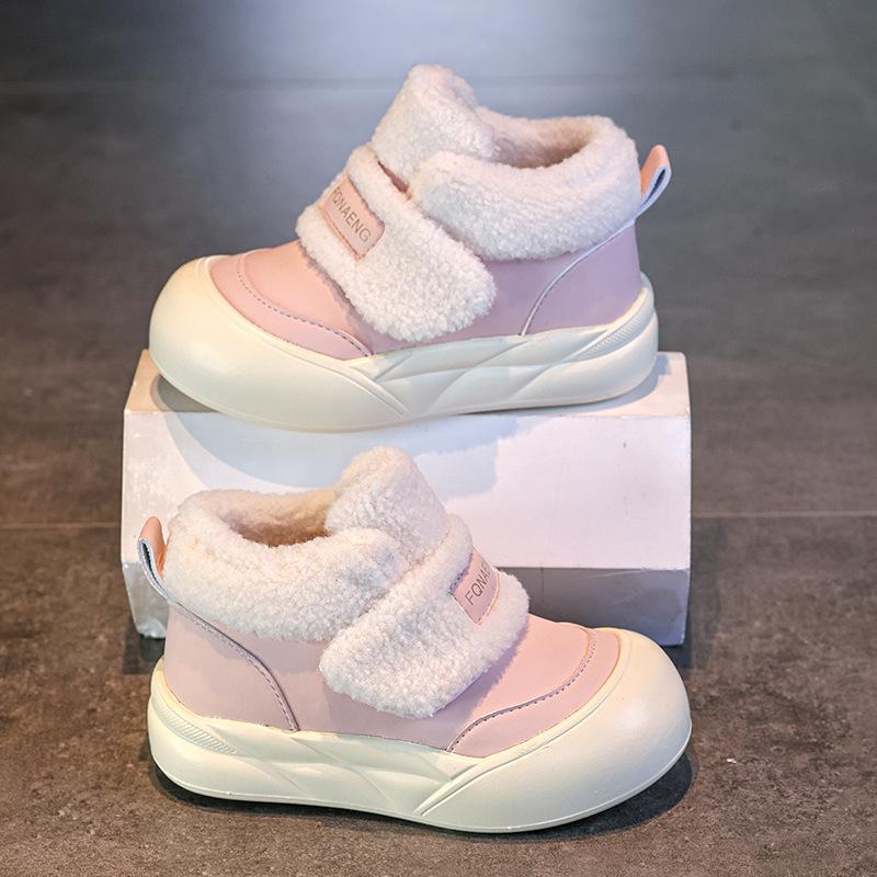 Children's White High-Top Velcro Shoes 2025 - Plus Velvet, Thick Sole