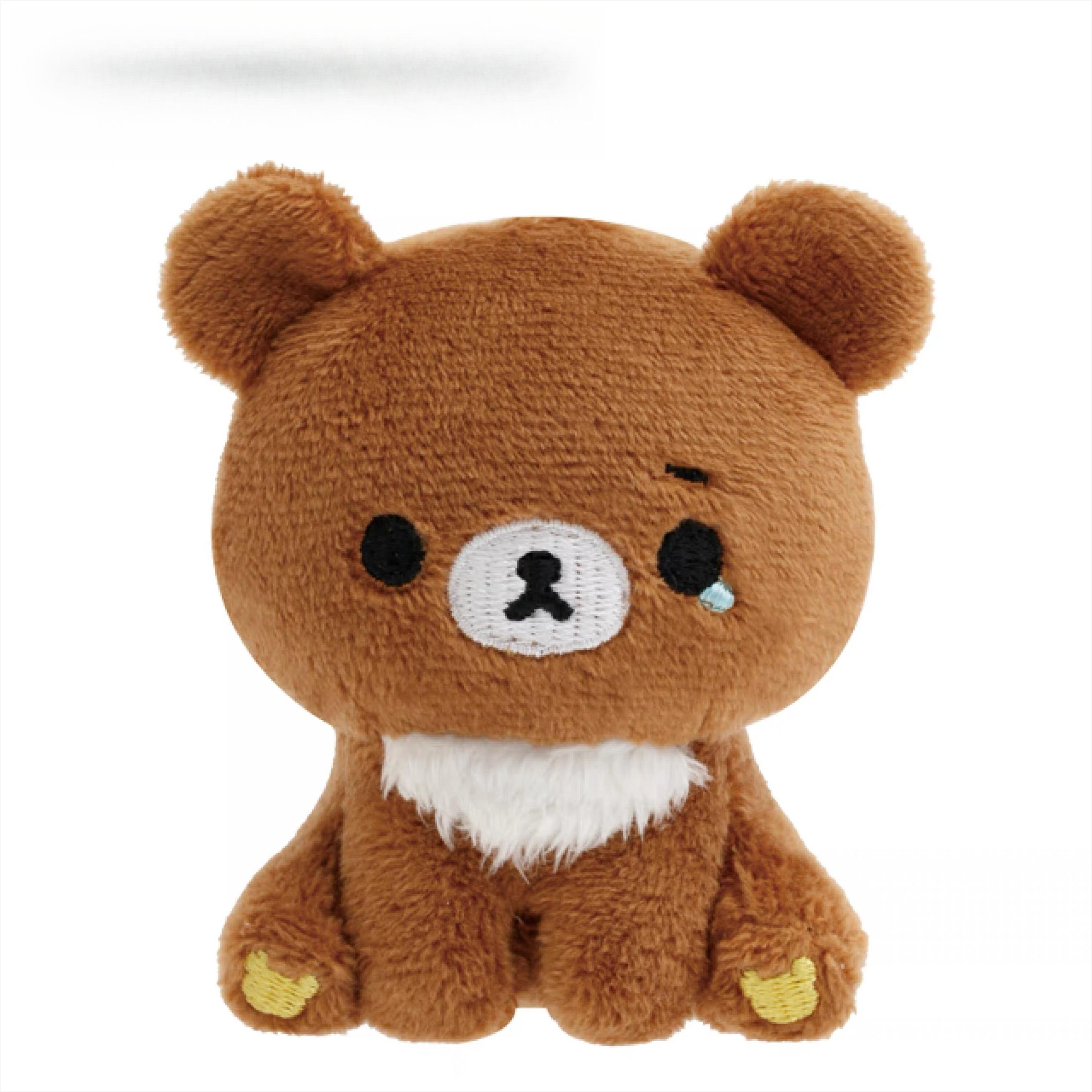 Kawaii rilakkuma bear four leaf clover lying plush keychain lucky lovely Chairoikoguma bear Stuffed doll plush hanging ornament
