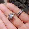2Pcs/Set Women Ring Set Zinc Alloy Metal Rings with Rhinestones Claw Bezel Setting Classic
