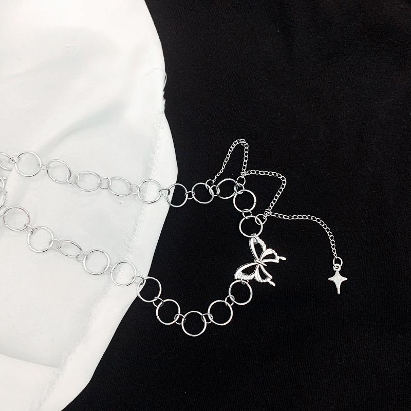Silver Color Butterfly Choker Pendant Necklace Women Gift Necklace Light Luxury Punk Geometric Sweet Cool Clavicle Neck Jewelry