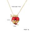 Fashion Red Oil Dripping Heart Pendant Necklaces For Women Gold Color Copper Party Jewelry Female