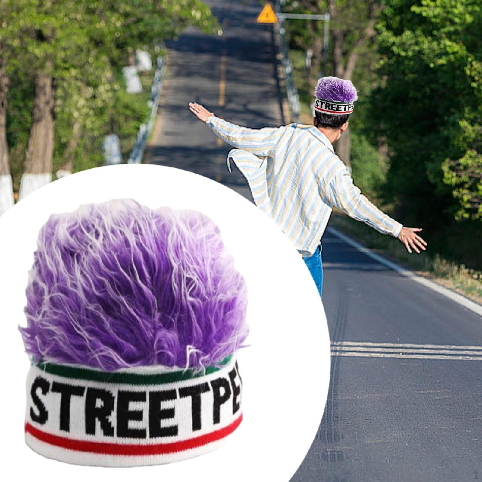 

Шапка-бини с шипами, парик для косплея, вязаный для мужчин и женщин, повседневный, для активного отдыха фиолетовый