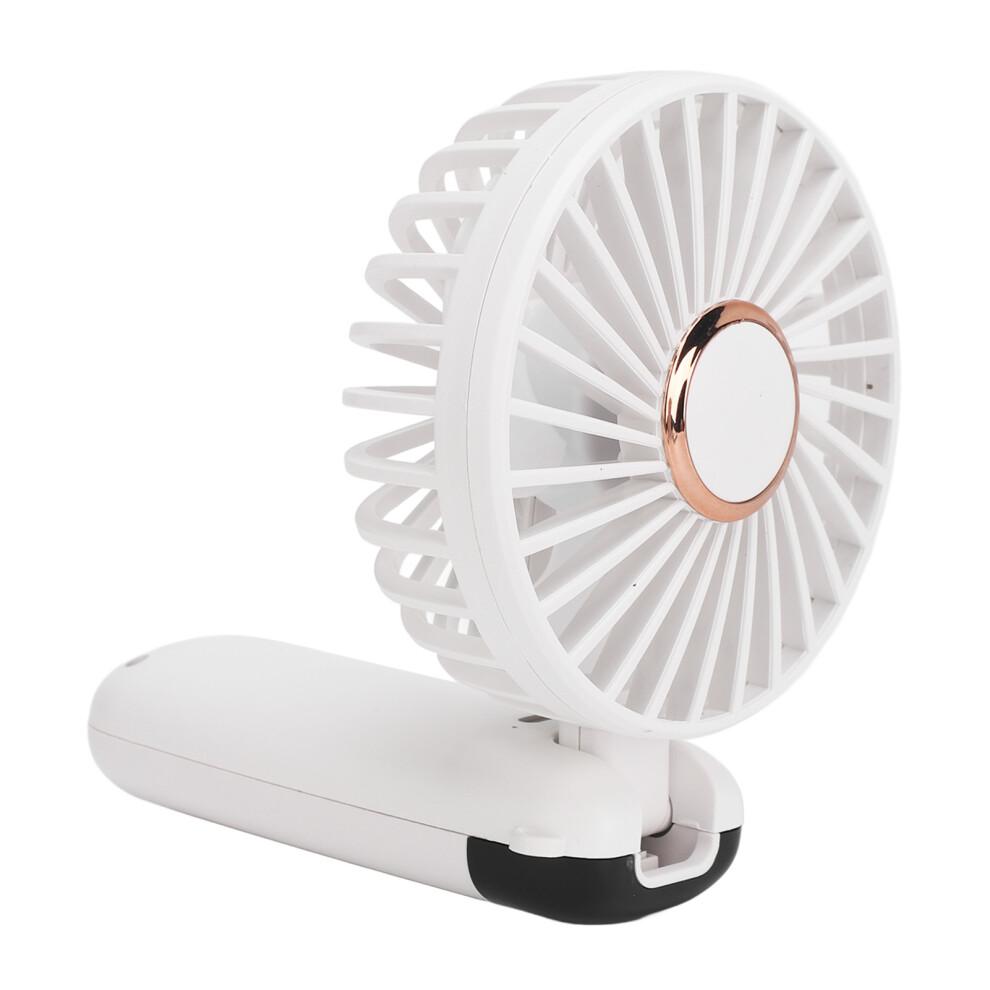 Foldable Quiet Handheld Fan 5 Speeds USB Rechargeable, 19x9cm White