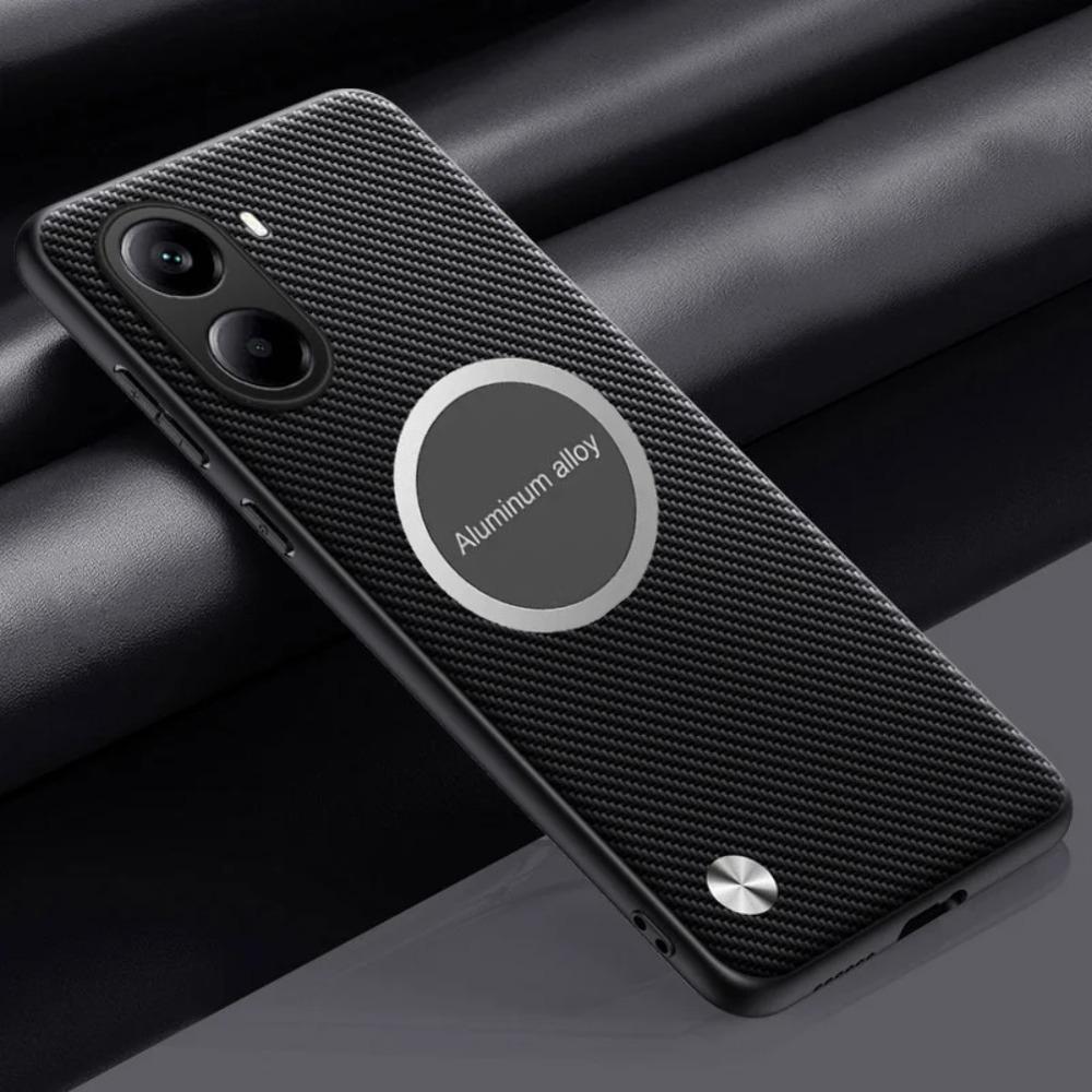 Busine Sle Leather Metal Car Magnetic Holder Phone Case for POCO X7 F6 X6 F5 X5 Pro Pro M6 4G C75 C65 Skin Feel Protect Cover