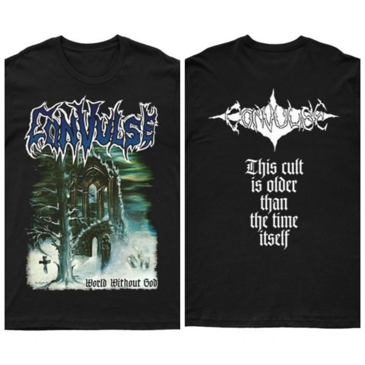 

2025 New CONVULSE - WORLD WITHOUT GOD Print Unisex Street Fashion Trend Short Sleeved Pure Cotton Round 4XL