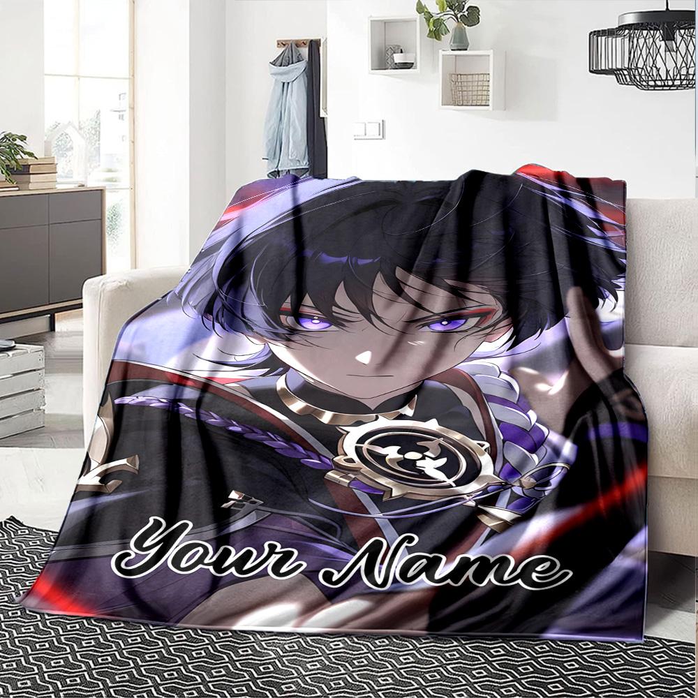 Customizable Genshin Impact9 Throw Blanket – Personalized Name, All-Season Cozy Snug Blanket, Machine Washable, Personalized Blanket