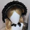 Victorian Lace Straw Bonnet Hat Dark Series Hat With Adjustable Tie and Ribbon Bowknot For Women Anime Theme Event Wear