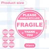 2 inch 300 PCS Fragile Sticker Pink Round Fragile Labels Cute FragileSticker Handle with Care Thank You Label for Shipping Moving Glass Permanent