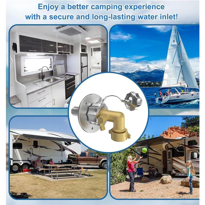 For RV City Water Inlet With Check Valve, For RV Campers Motorhome Trailer Marine 90° Solid Brass Hose Elbow