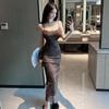 French Retro Sexy Floral Suspender Dress Women's Summer Backless Temperament Slim and Thin Hip-wrapped Long Skirt
