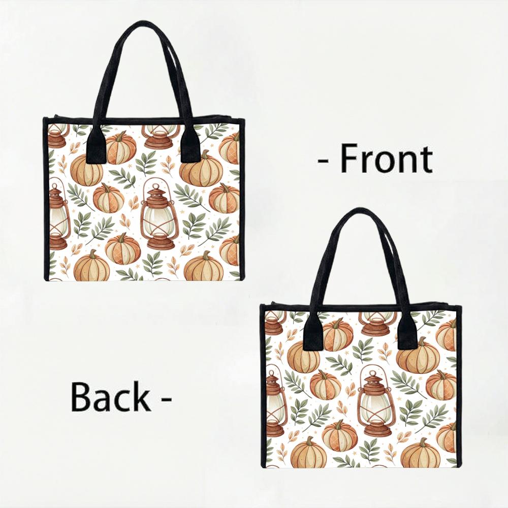 Autumn Pumpkin Print Tote Bag Casual Large Capacity Portable Daily Shopping Handbag
