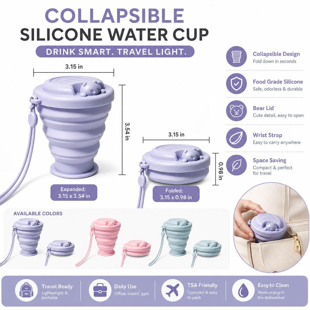 Portable Folding Water Bottle Silicone Portable Drinking Cup Durable Collapsible Water Cup