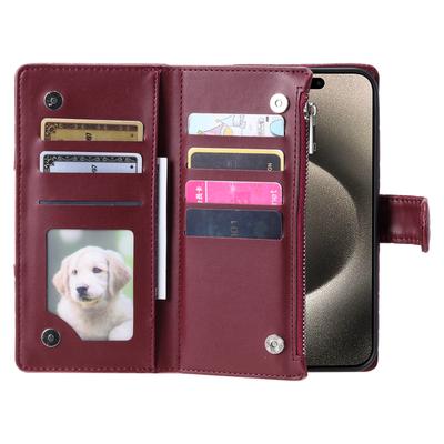 For iPhone 16 Pro Max Case Zipper Pocket Glitter Leather Phone Cover