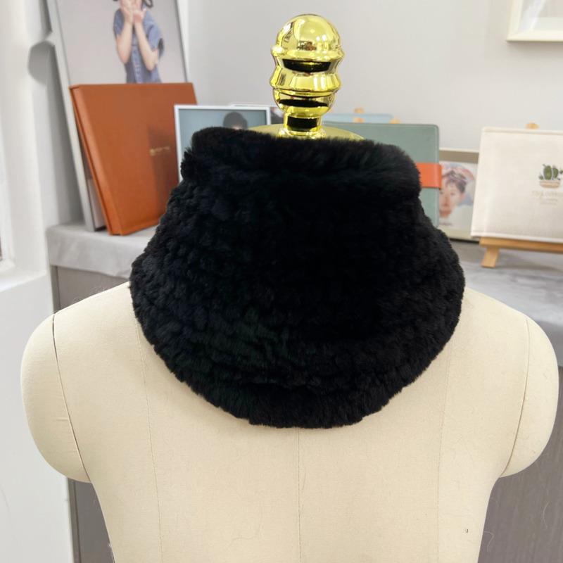 Rabbit Fur Scarf Double-Sided Knitted Real Fur Neck Warmer Women Winter Warm Neck Scarves Natural Fur Ring Scarves Winter Scarf