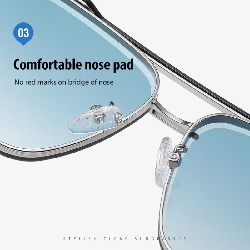 Sunglasses Men Stylish Gradient Big Frame Sun Glasses Women Classic Style Square Metal Shades Eye Wear Classic Gafas Oculos De Sol UV400 Protection