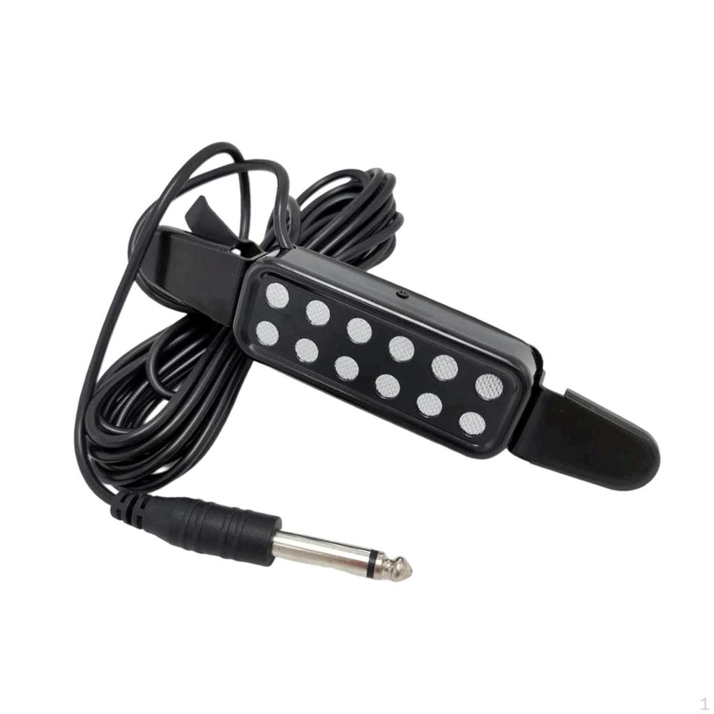 12 Soundhole Guitar Pickup Acoustic Electric Transducer Low Noise Instrument with Audio Cable