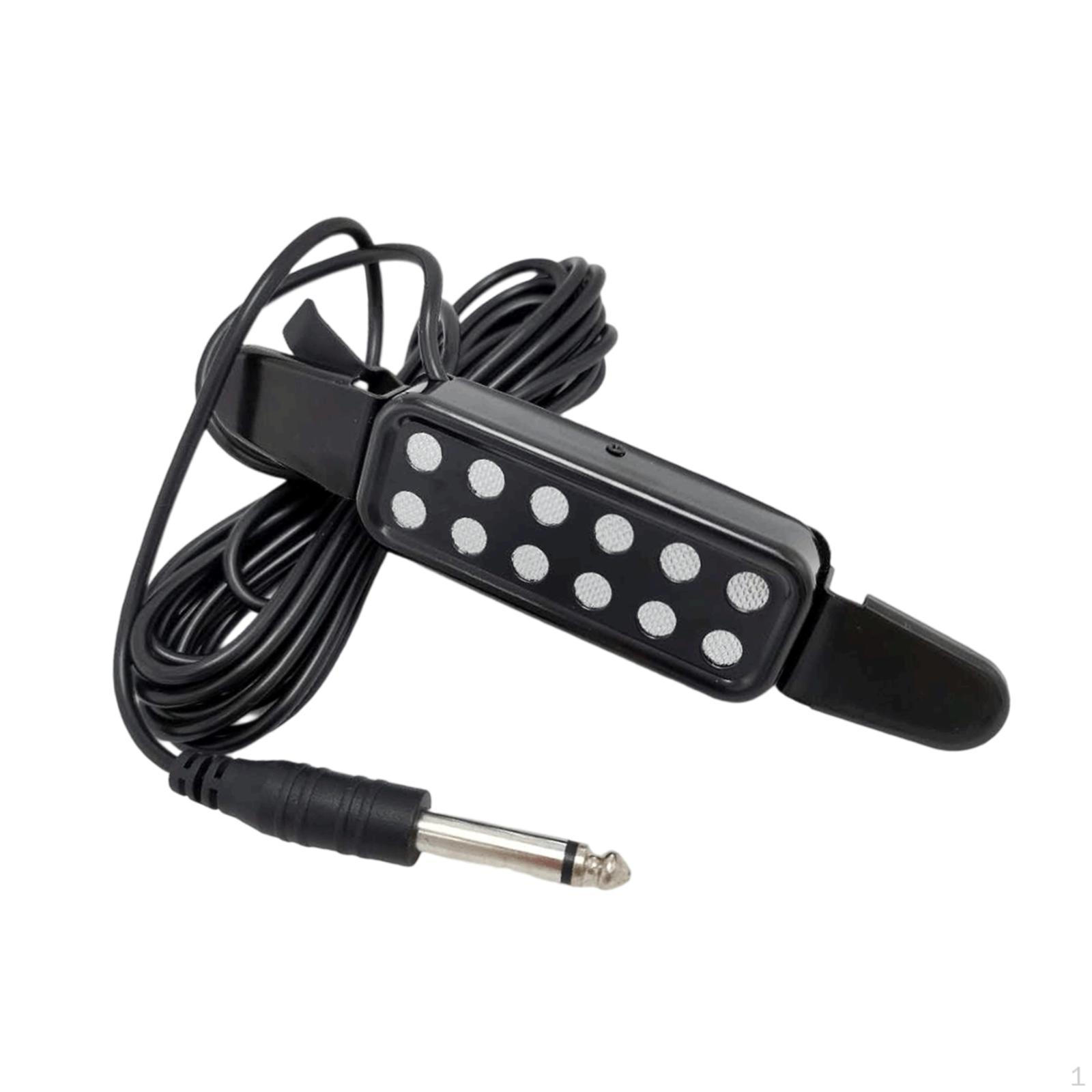 

12-луночный гитарный звукосниматель Акустический электрический преобразователь Малошумящий инструмент с аудиокабелем Silver