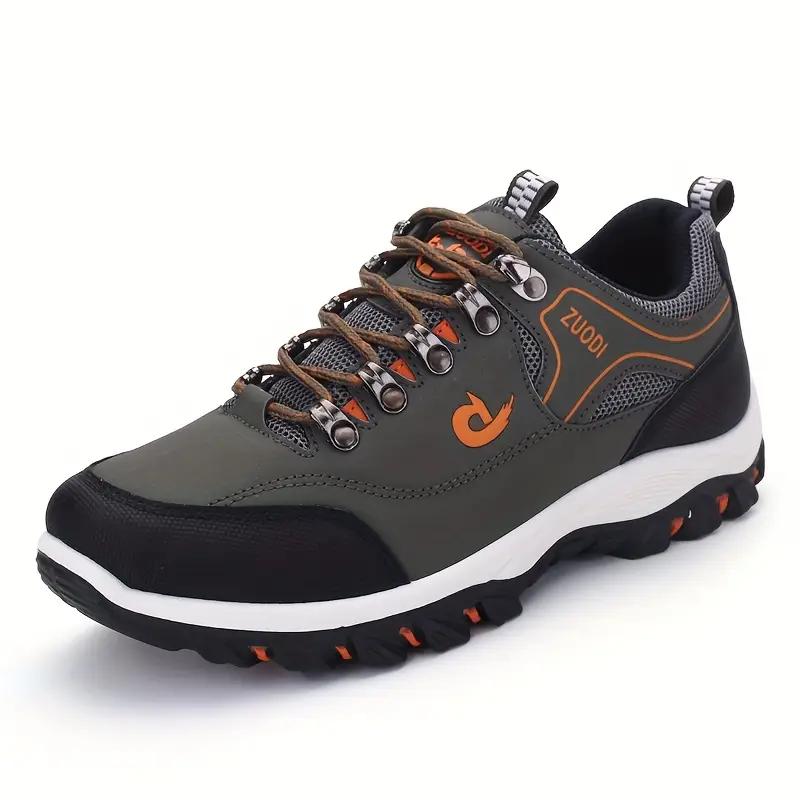 PLUS SIZE Men's Durable Lace Up Hiking Boots, Comfy Non Slip Soft Sole Shoes for Men's Outdoor Sneakers