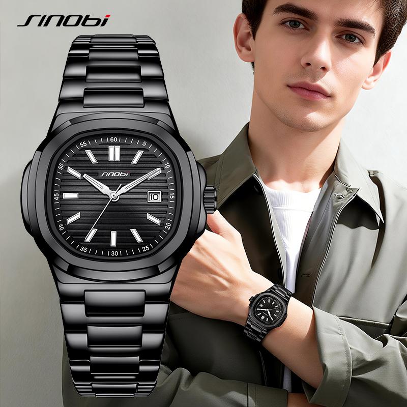 SINOBI Fashion Design Men's Quartz Watches Original Style Mans Wristwatches Business Gifts Clock for Husband,Family,Friend
